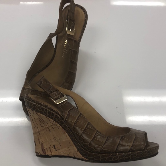 Bettye muller SZ 36(6) cork wedge sandals leather - Picture 3 of 3